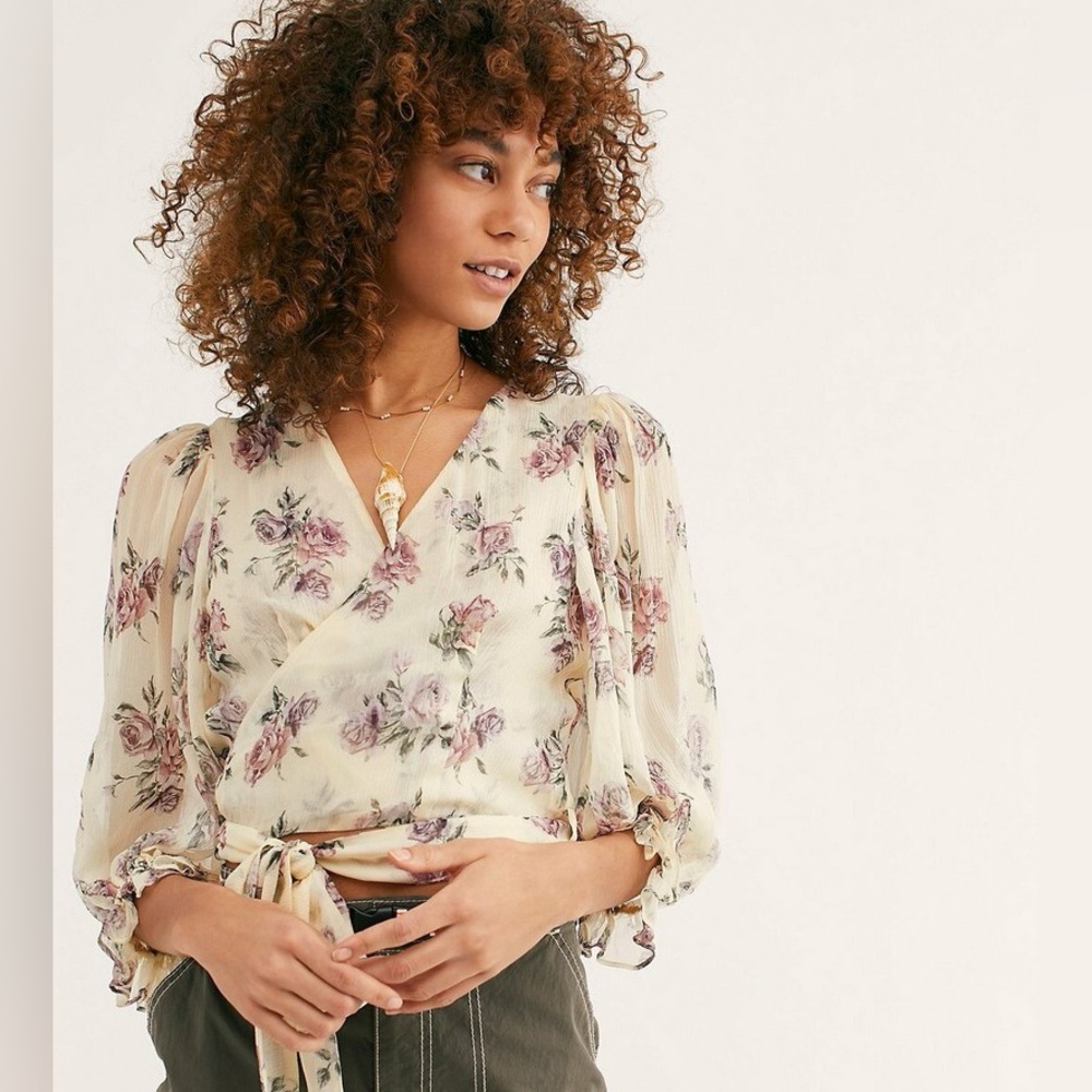 LoveShackFancy Domino Silk Top in Dream - Picture 3 of 10